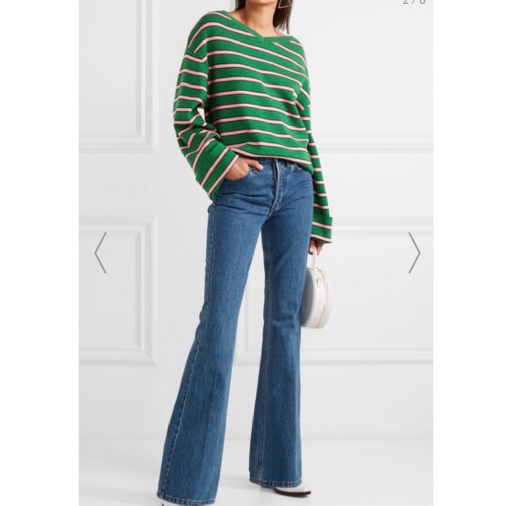 ALEXACHUNG Oversized Pink & Green Sweater